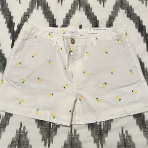 NWT LOFT Twill Short w/ Lemon Detail